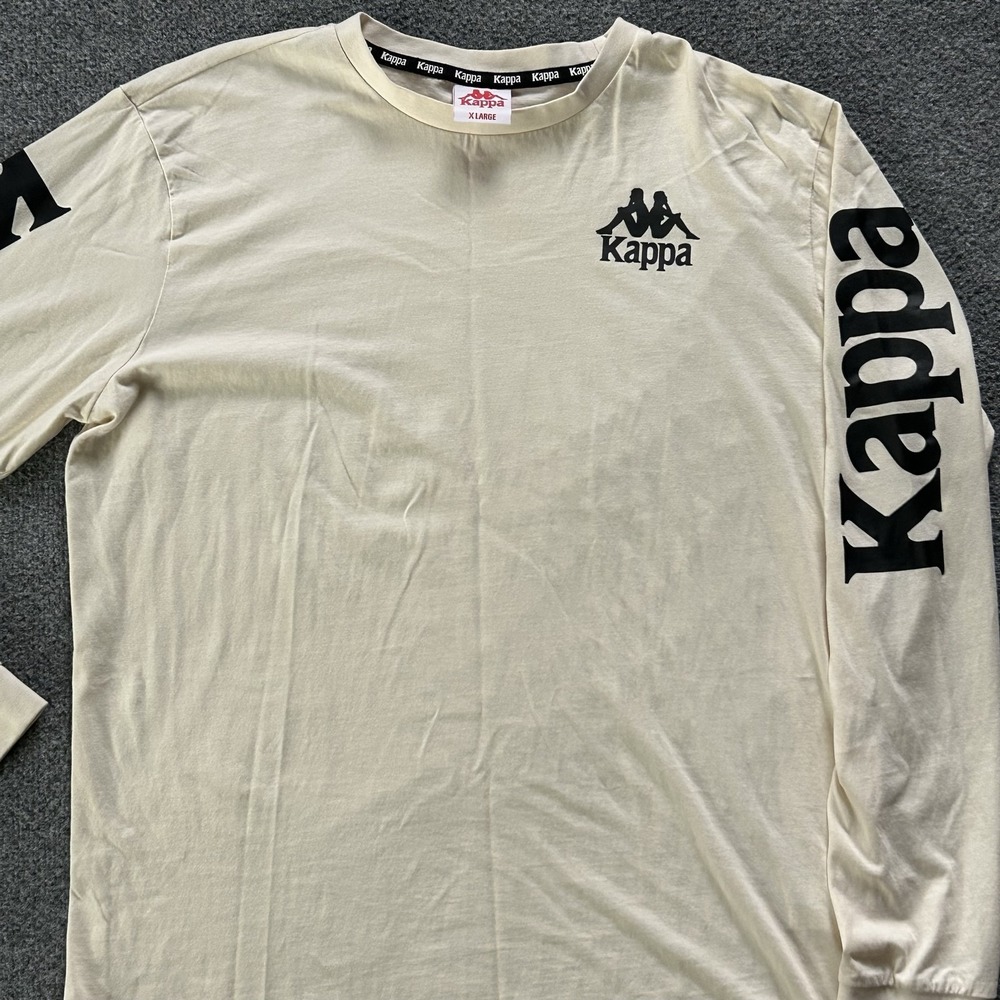 Kappa Shirt Mens XL Beige Long Sleeve Logo Graphic Tee Sports Streetwear
